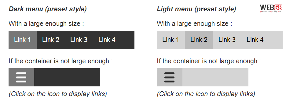 Menu tự co dãn dành cho desktop và di động