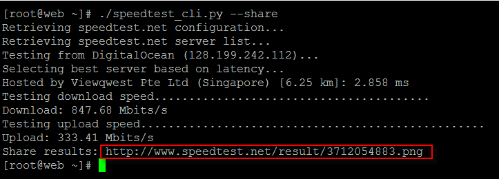 speedtest on linux with python